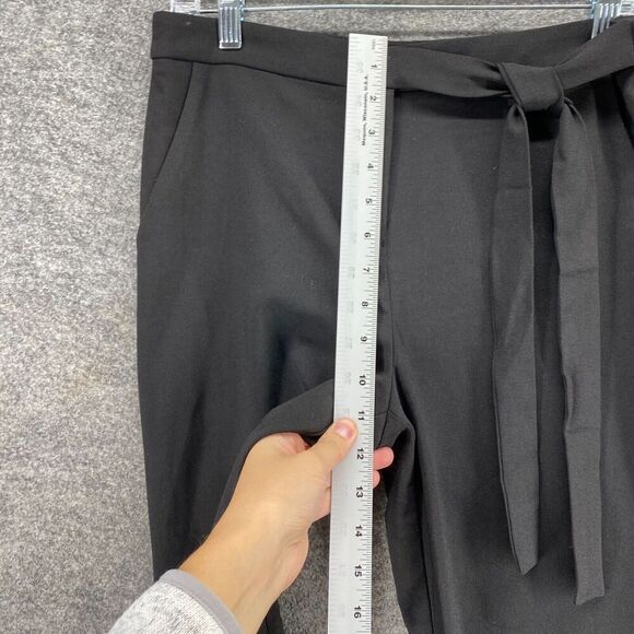 Mosaic & Co Dress Pants Women M Medium Black High Rise Flat Front Skinny Belted - Picture 6 of 10